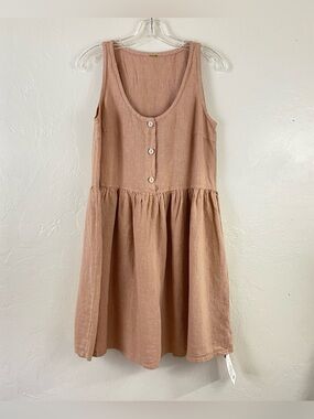 Sleeveless Midi Dress in Dusty Rose - Casual Linen-Blend